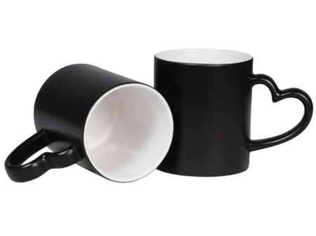 MAGIC MUG HEART HANDLE - BLACK