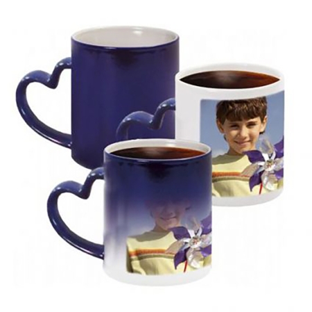 MAGIC MUG HEART HANDLE - BLUE