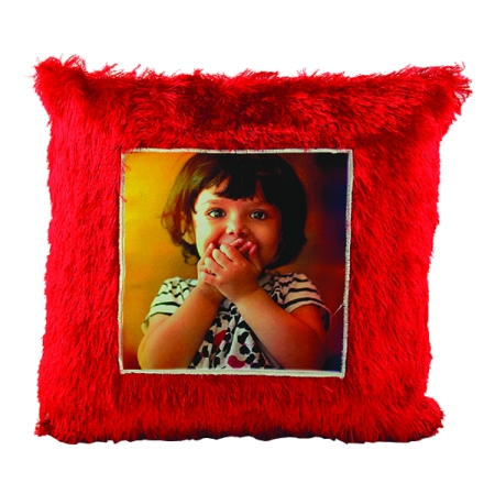 FUR PILLOW SQUARE - RED (15 inch)