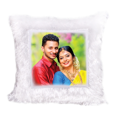 FUR PILLOW SQUARE - WHITE (15 inch)