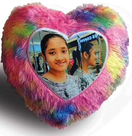 FUR PILLOW HEART - RAINBOW (15 inch)