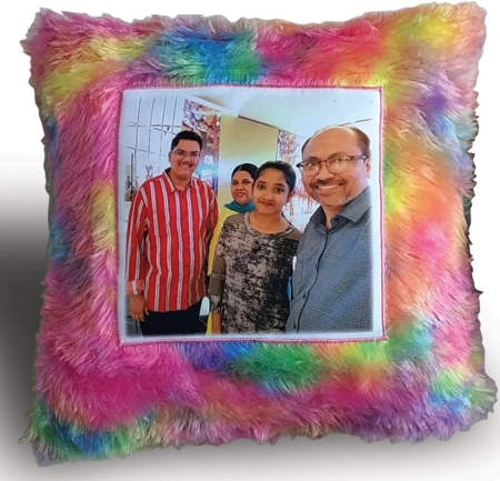 FUR PILLOW SQUARE - RAINBOW (15 inch)