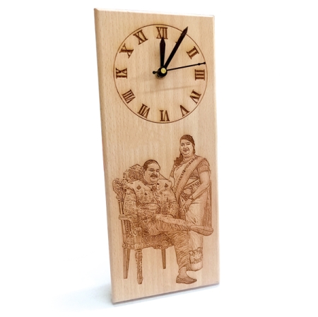 WOODEN ENGRAVING CLOCK (12 x 5 IN)