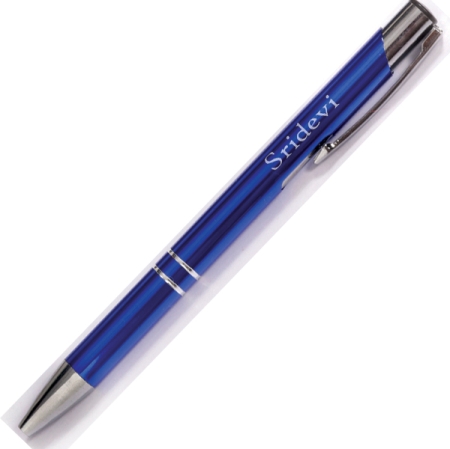 TWO LINE METAL PEN - BLUE