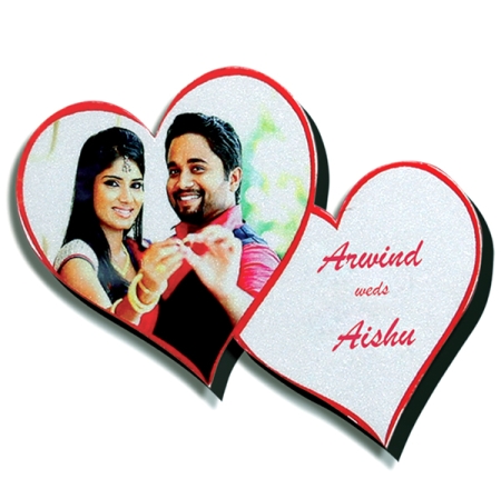 4IN MDF FRIDGE MAGNET -DOUBLE  HEART