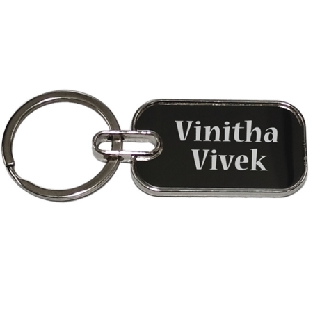 GUN METAL KEYCHAIN - BIG RECTANGLE (DOUBLE SIDE)