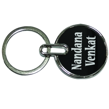 GUN METAL KEYCHAIN - ROUND (DOUBLE SIDE)