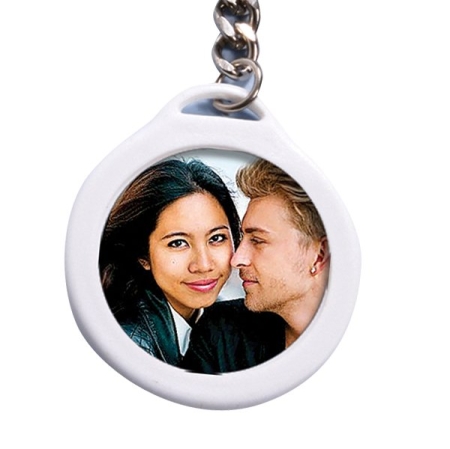 PLASTIC KEYCHAIN - WHITE (DOUBLE SIDE)