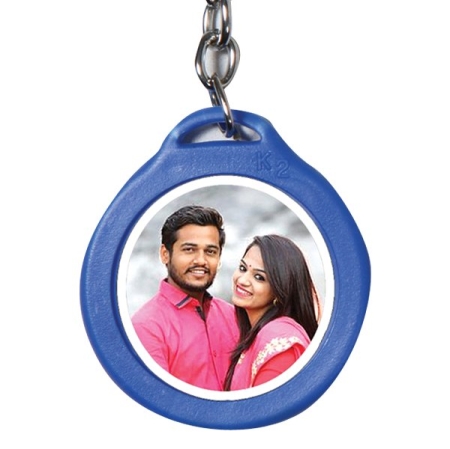PLASTIC KEYCHAIN - BLUE (DOUBLE SIDE)