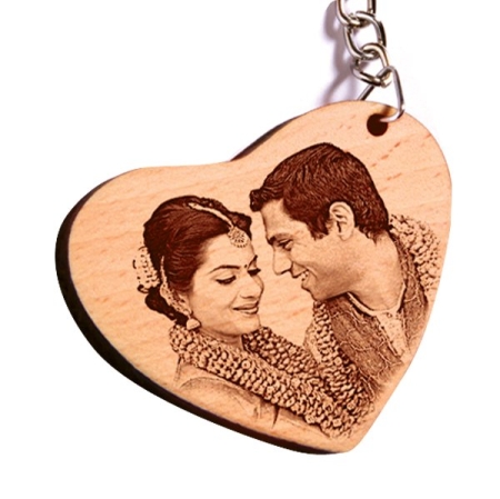 WOODEN KEYCHAIN - HEART (SINGLE SIDE)