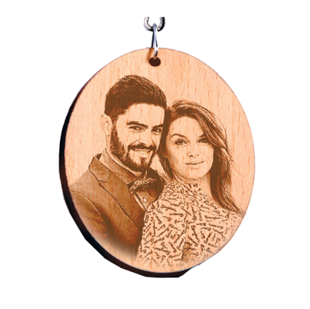 WOODEN KEYCHAIN - OVAL (SINGLE SIDE)