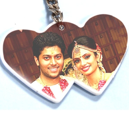 POLYMER KEYCHAIN - DOUBLE HEART (DOUBLE SIDE)