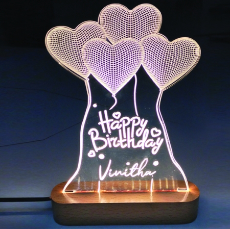 MULTICOLOR ACRYLIC BEDLAMP - 4 HEARTS