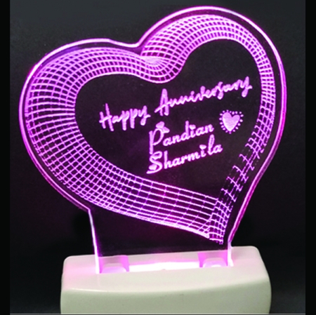 MULTICOLOR ACRYLIC BEDLAMP - 3D HEART